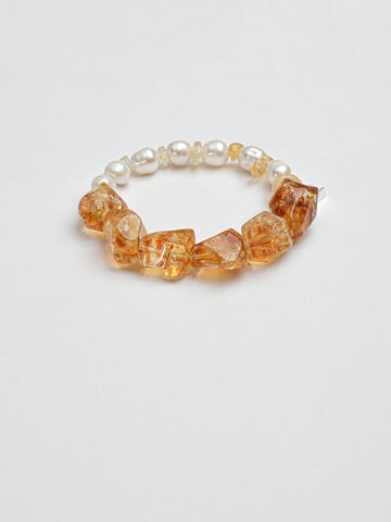 Citrine & Freshwater Pearl Bracelet