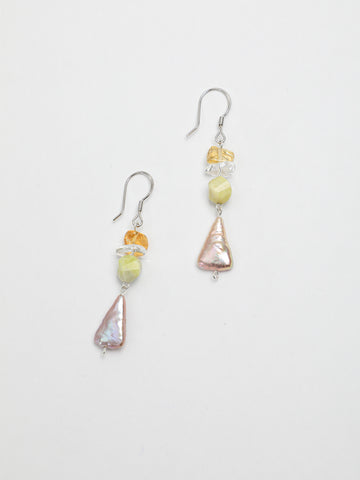 Rainbow Baroque Pearl Arc Earrings