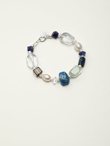 The Blue Crystal Set · Lapis & Pearl Bracelet & Necklace