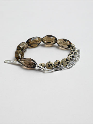 Smoky Quartz & Spotted Stone Bracelet