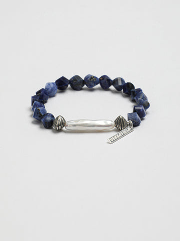 Silver Pearl & Blue Stone Bracelet