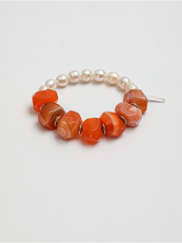 Red Agate & Pearl Bracelet