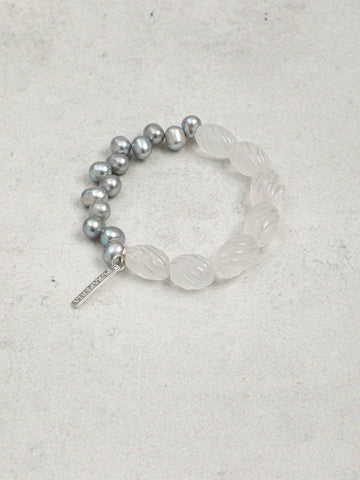 White Crystal & Grey Pearl Bracelet
