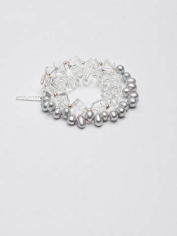 Grey Pearl & White Quartz Bracelet