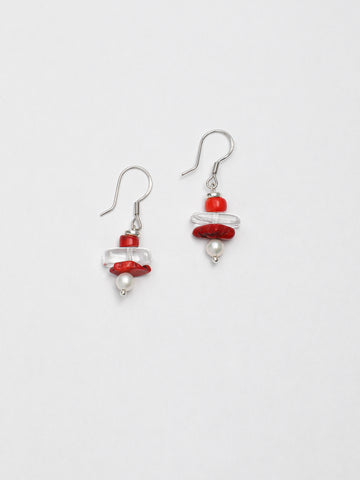 Coral Crystal Drop Earrings