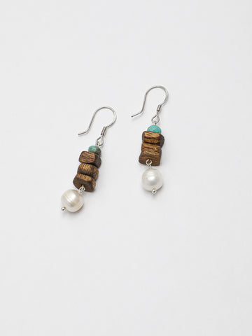 Pearl & Agarwood Crystal Earrings