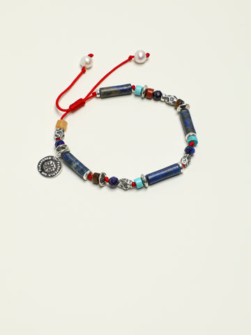 Lapis Lazuli & Tiger Eye Red Rope Bracelet