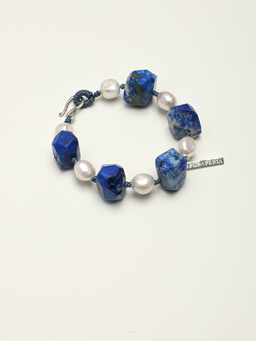 Lapis Lazuli & Baroque Pearl Bracelet