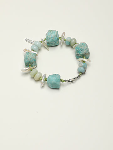 Amazonite & Baroque Pearl Bracelet