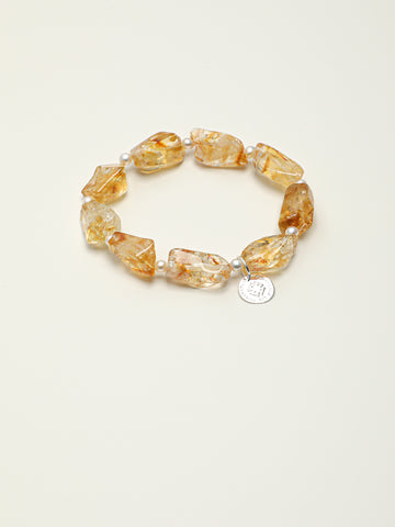 Golden Crystal & Baroque Pearl Bracelet